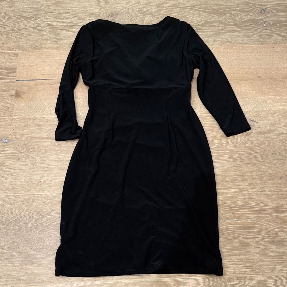 Lauren Ralph Lauren Black Draped Long Sleeve Dress - Picture 4 of 7